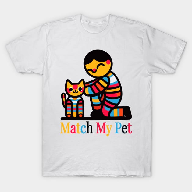 Match My Pet: Joyful Human-Cat Bonding T-Shirt by maknatess